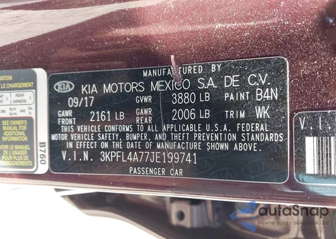 2018 Kia Forte Lx из США, поврежденный, VIN 3KPFL4A77JE199741